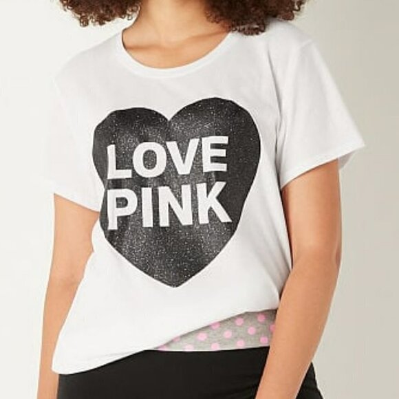 Pink victoria's secret KNIT SHORT SLEEVE PERFECT T-SHIR size S - Picture 1 of 6